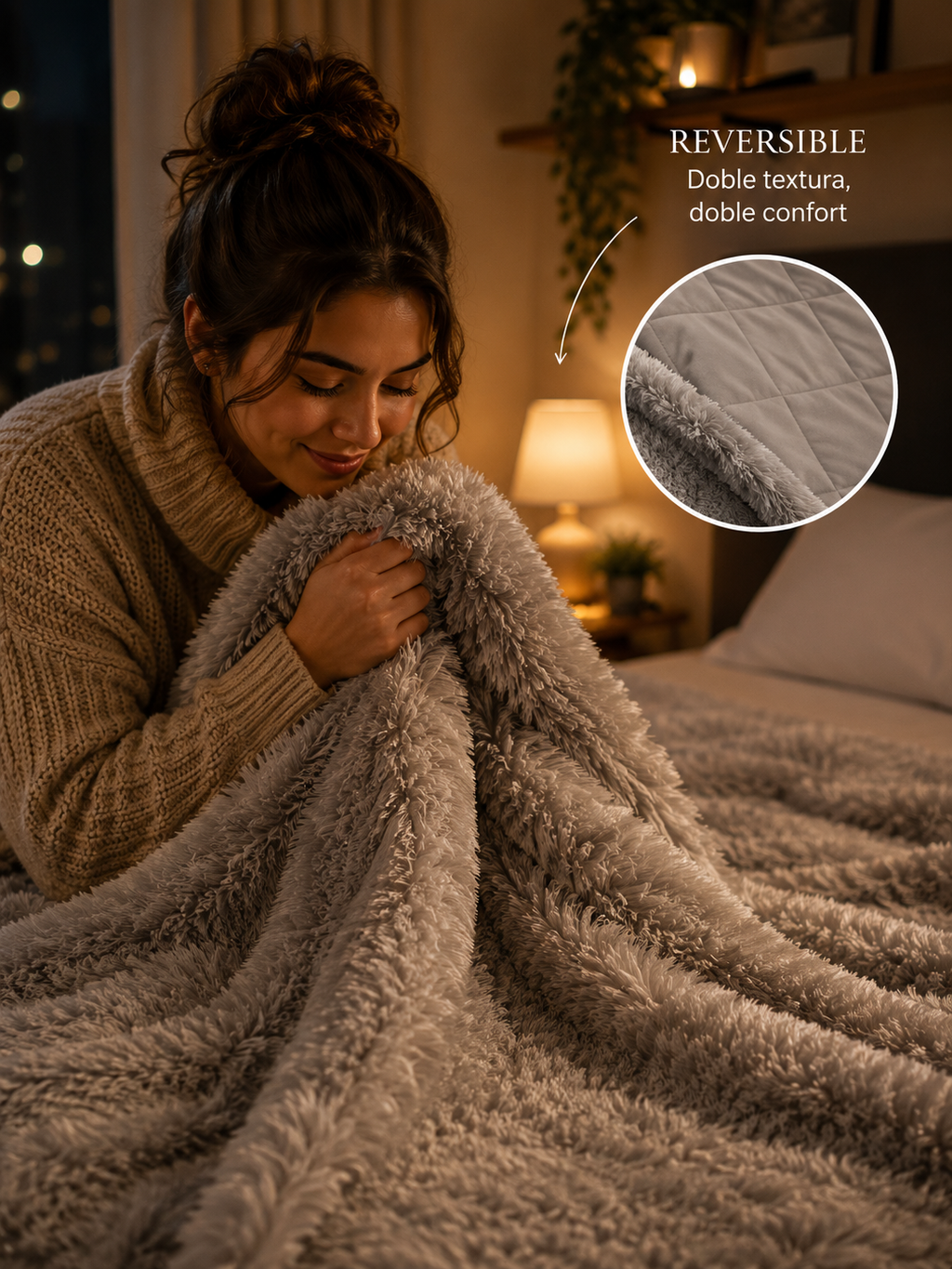 Edredón Reversible de Pelo de Mono – 2½ Plazas (220 × 240 cm)