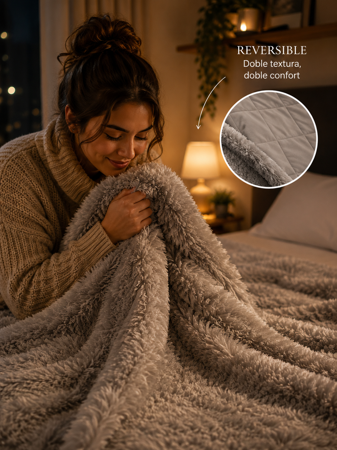 Edredón Reversible de Pelo de Mono – 2½ Plazas (220 × 240 cm)